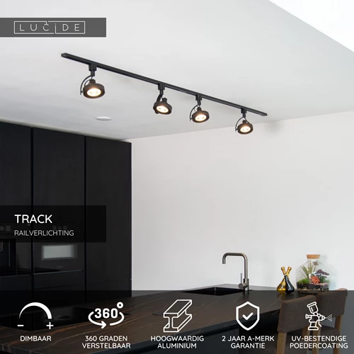 Lucide TRACK DORIAN Railspot - 1-fase Railsysteem / Railverlichting - 1xES111 - Zwart (Uitbreiding) - USP